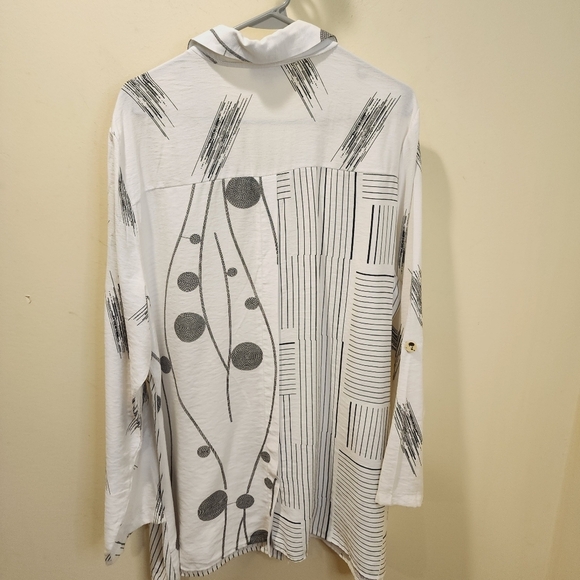 NorthStyle White Button down Roll up Sleeves tunic Shirt Plus Size 1X - Picture 3 of 13